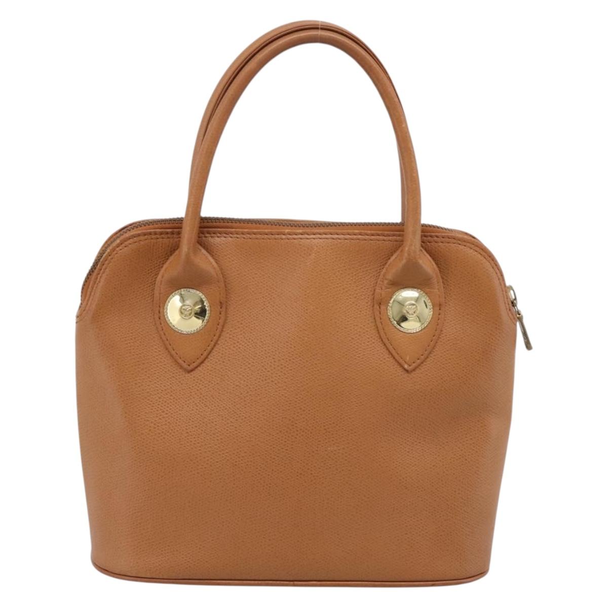 MCM Hand Bag Leather Brown Gold Auth bs37006