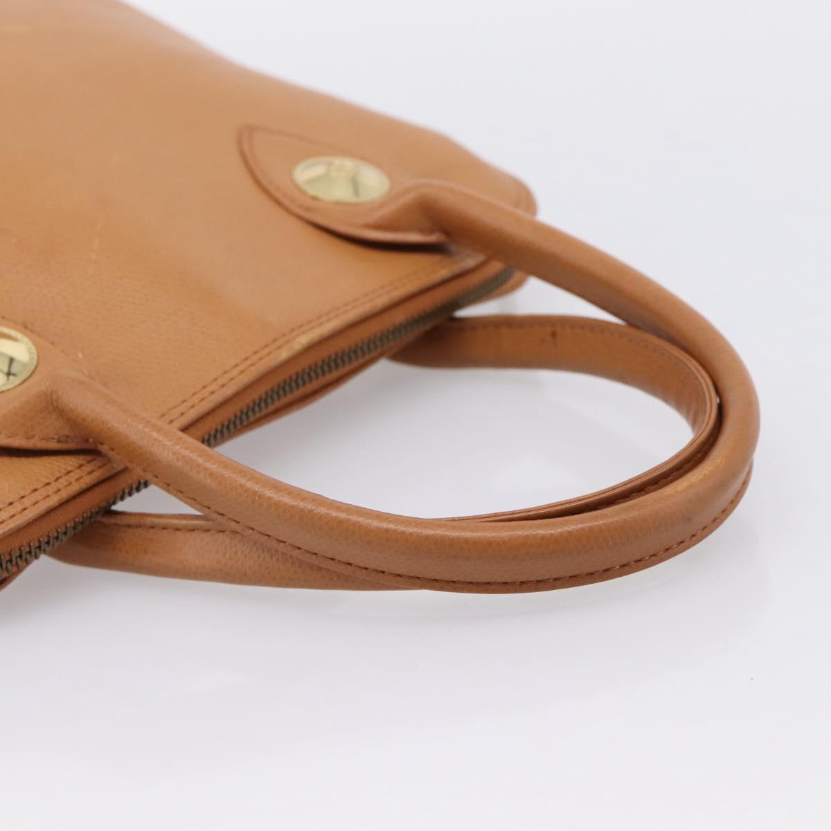 MCM Hand Bag Leather Brown Gold Auth bs37006