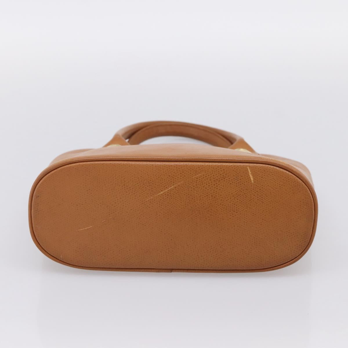 MCM Hand Bag Leather Brown Gold Auth bs37006