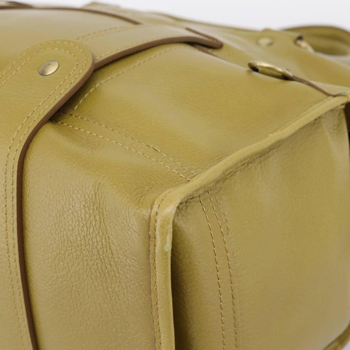 BURBERRY Hand Bag Leather Green Gold Auth bs37013