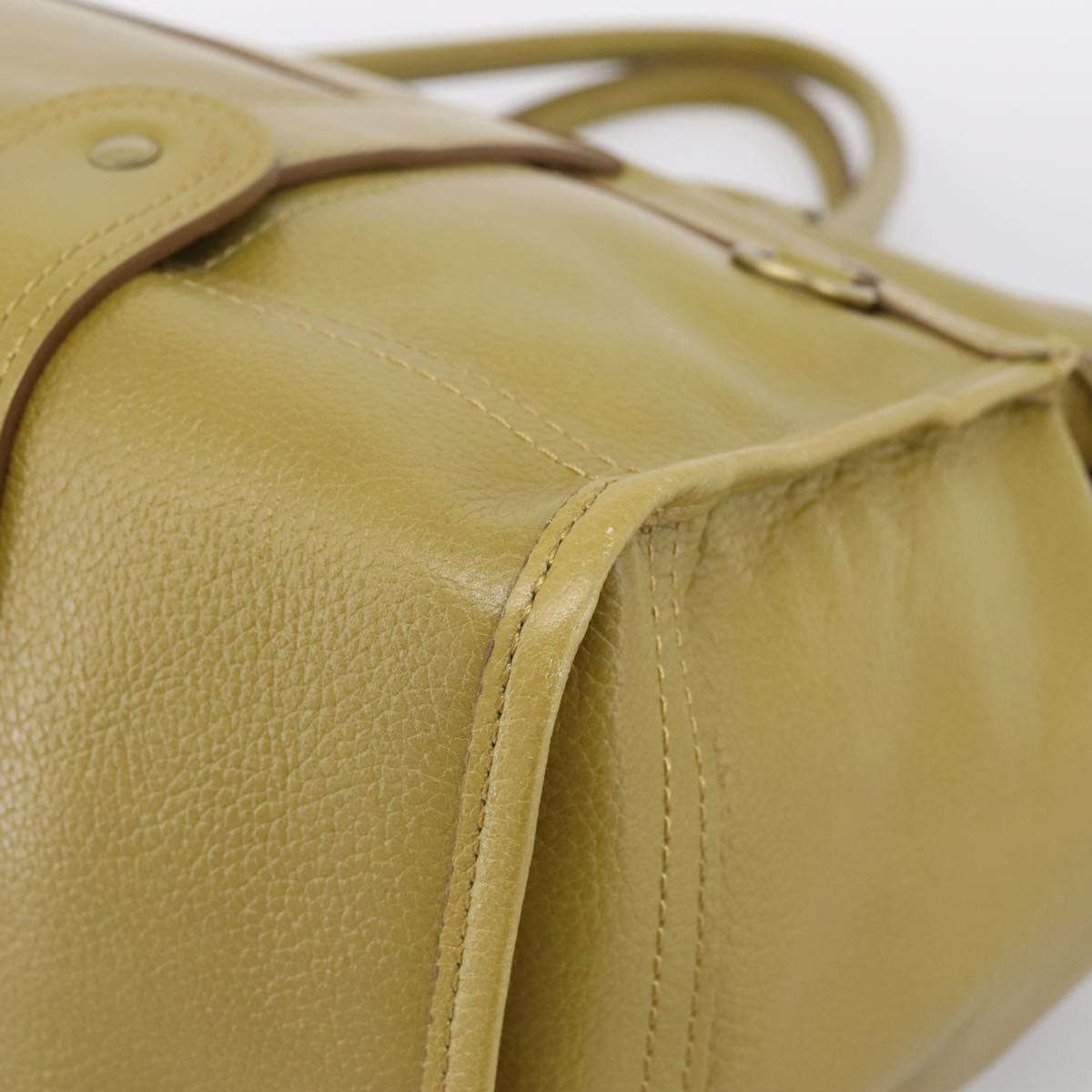 BURBERRY Hand Bag Leather Green Gold Auth bs37013