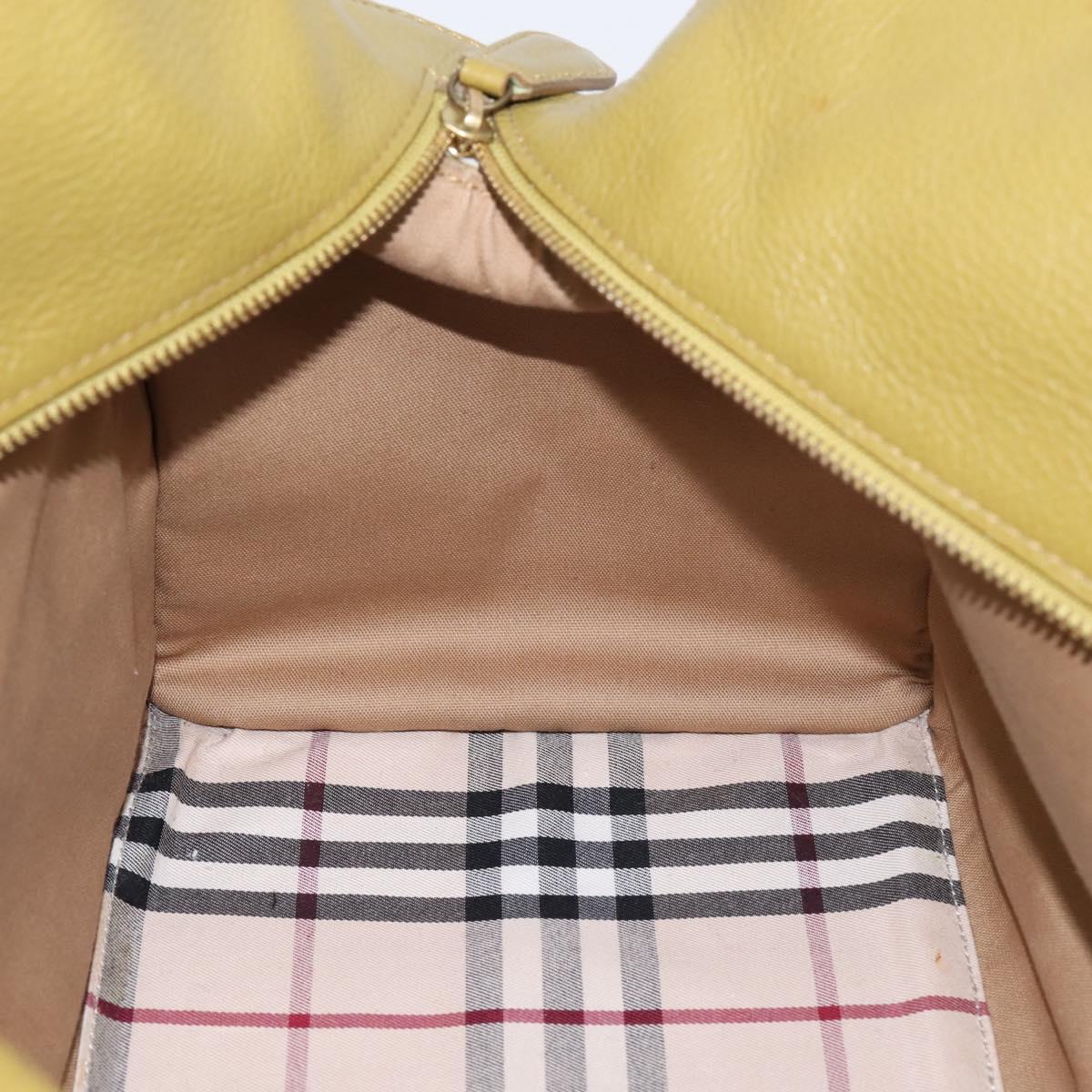 BURBERRY Hand Bag Leather Green Gold Auth bs37013