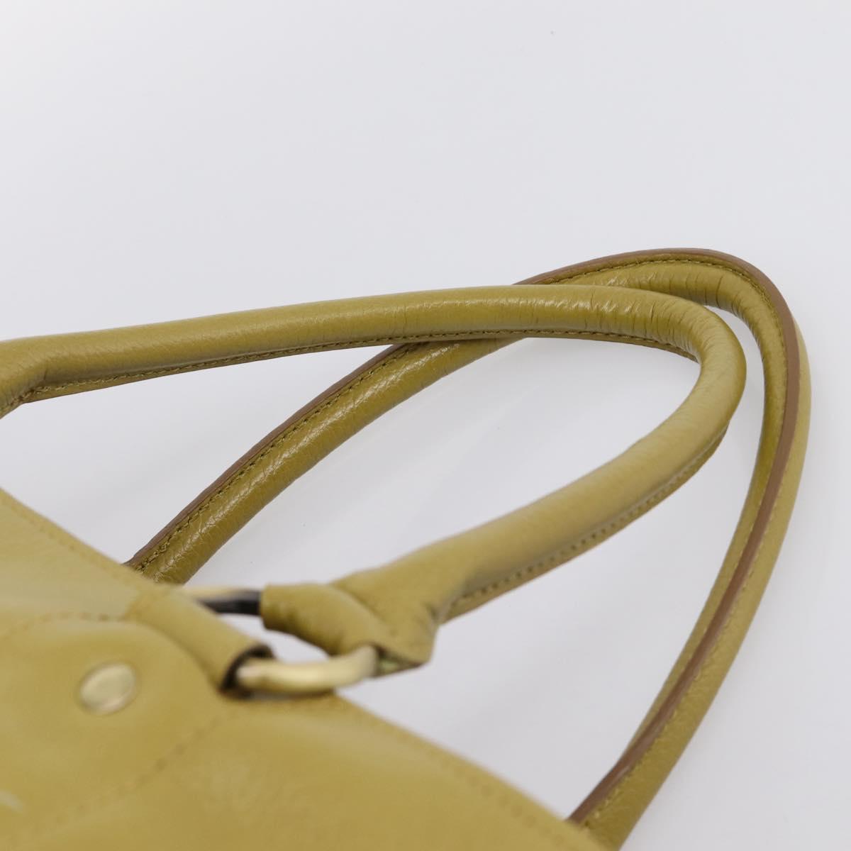BURBERRY Hand Bag Leather Green Gold Auth bs37013