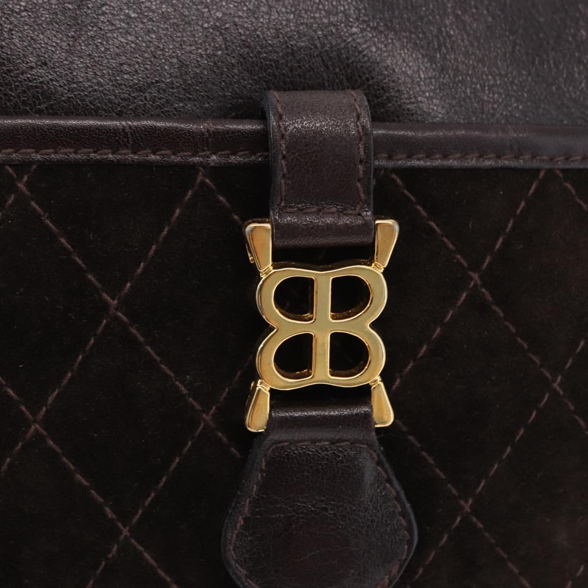 BALENCIAGA Shoulder Bag Suede Leather Brown Gold Auth bs37014