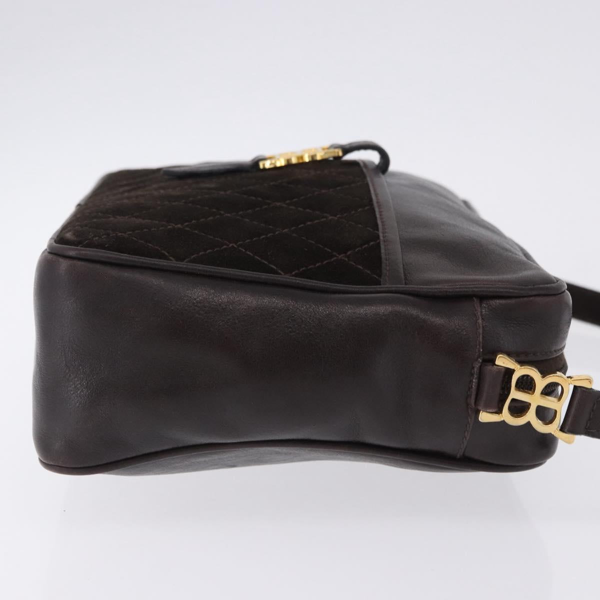 BALENCIAGA Shoulder Bag Suede Leather Brown Gold Auth bs37014