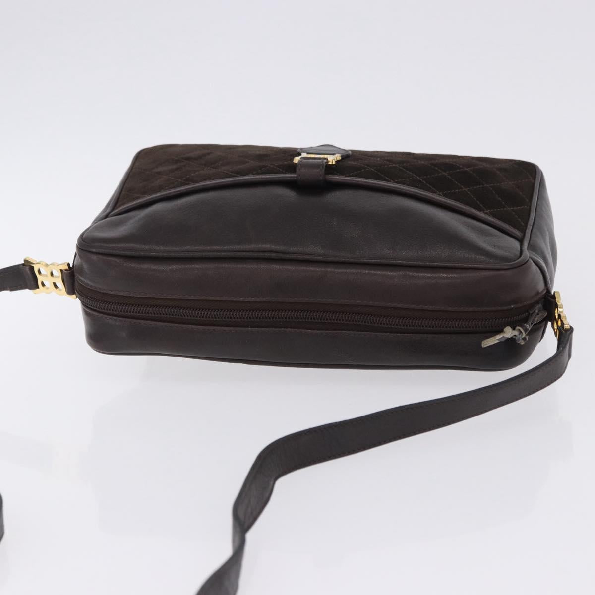 BALENCIAGA Shoulder Bag Suede Leather Brown Gold Auth bs37014