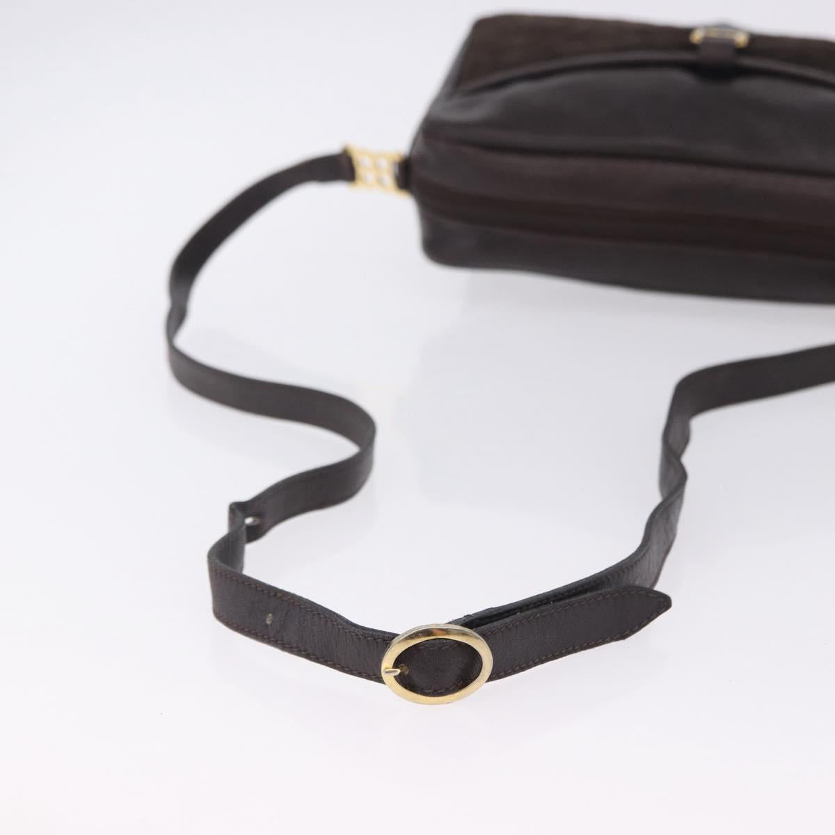 BALENCIAGA Shoulder Bag Suede Leather Brown Gold Auth bs37014