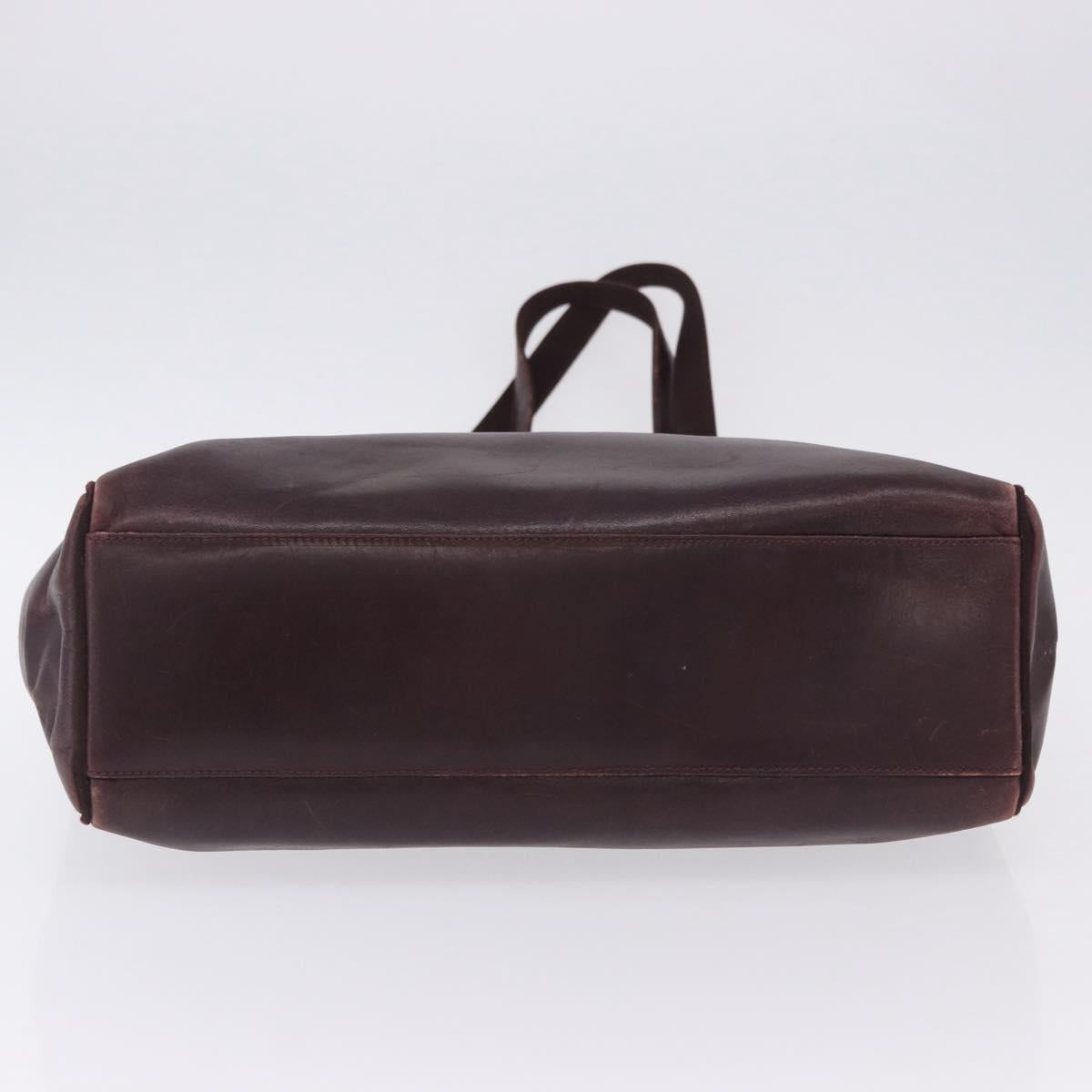 Salvatore Ferragamo Tote Bag Leather Wine Red Gold Auth bs37015