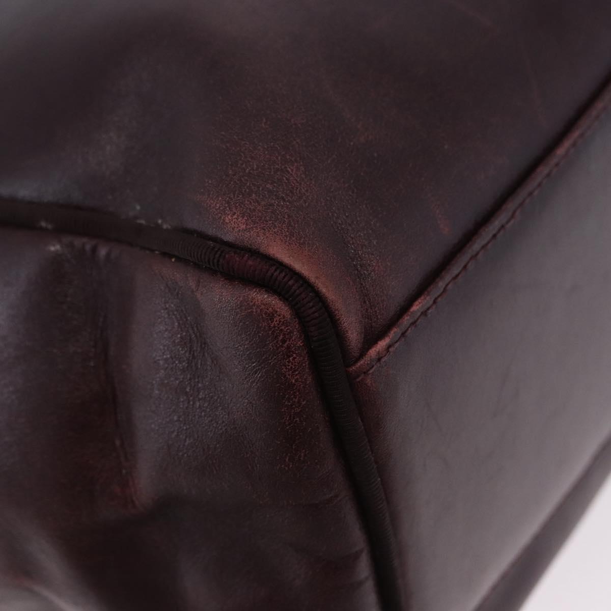 Salvatore Ferragamo Tote Bag Leather Wine Red Gold Auth bs37015