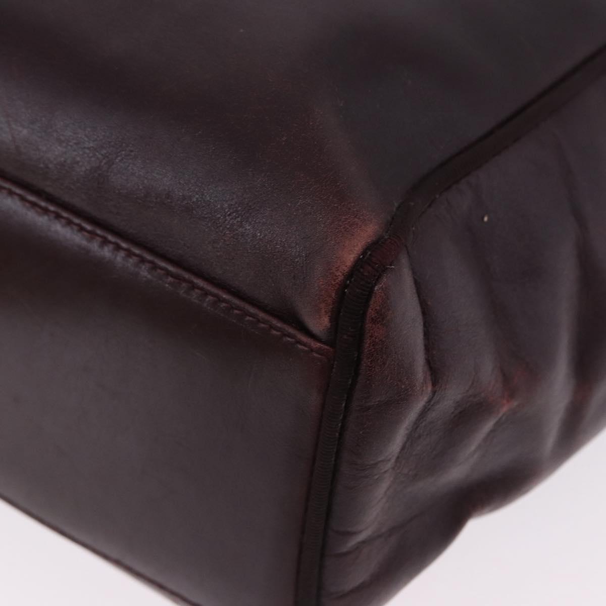 Salvatore Ferragamo Tote Bag Leather Wine Red Gold Auth bs37015