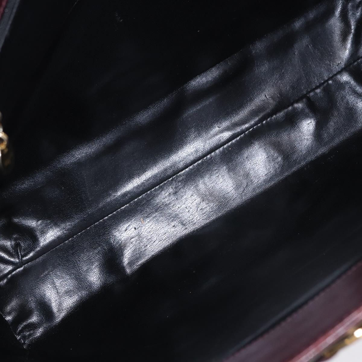 Salvatore Ferragamo Tote Bag Leather Wine Red Gold Auth bs37015