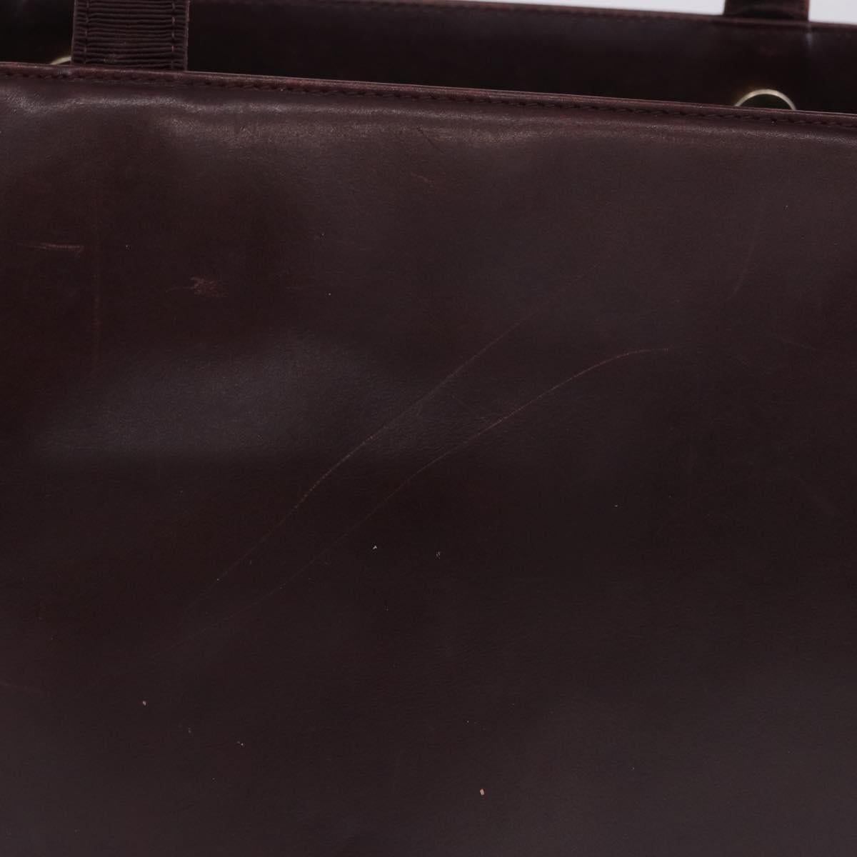 Salvatore Ferragamo Tote Bag Leather Wine Red Gold Auth bs37015