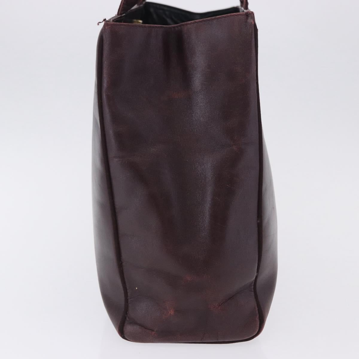 Salvatore Ferragamo Tote Bag Leather Wine Red Gold Auth bs37015