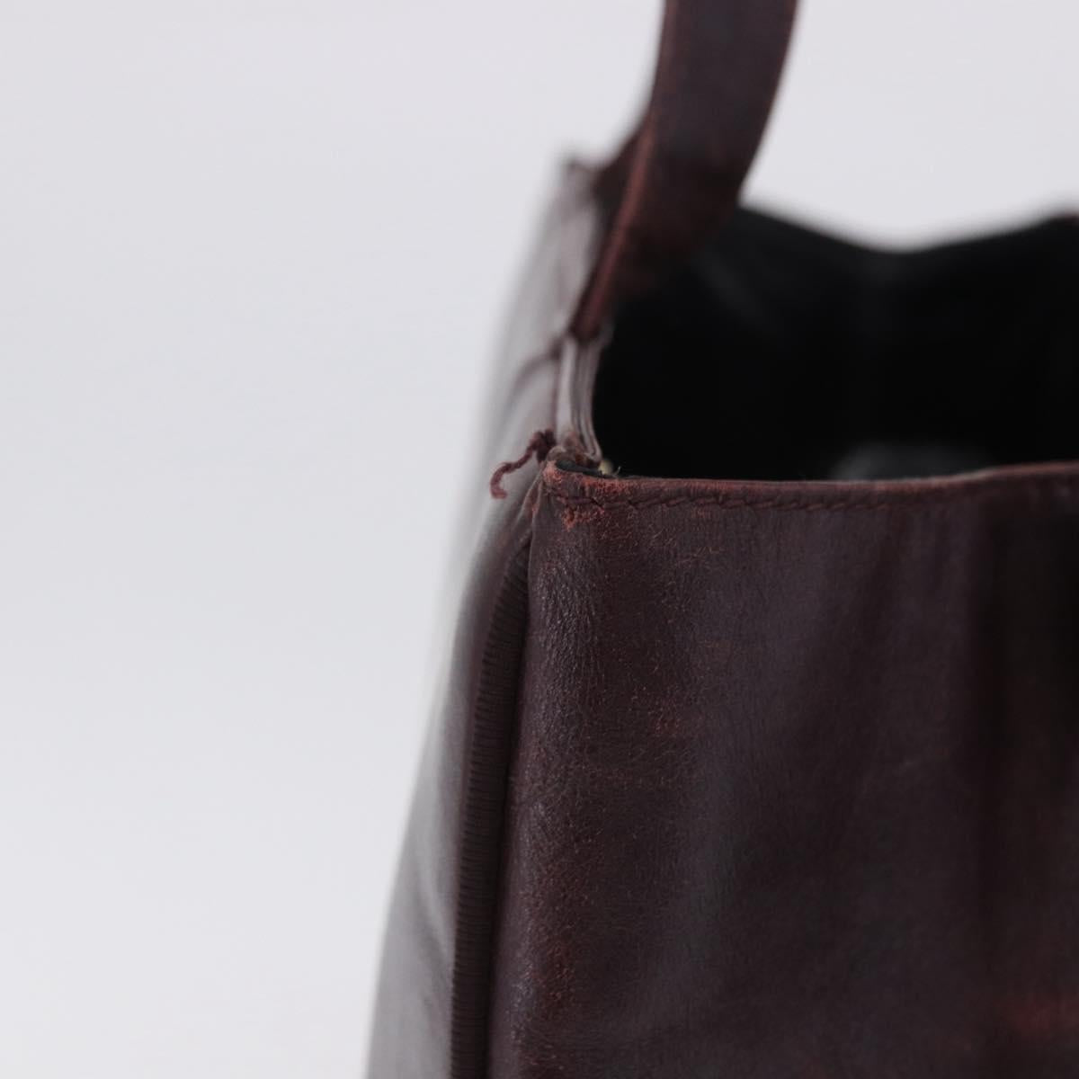 Salvatore Ferragamo Tote Bag Leather Wine Red Gold Auth bs37015