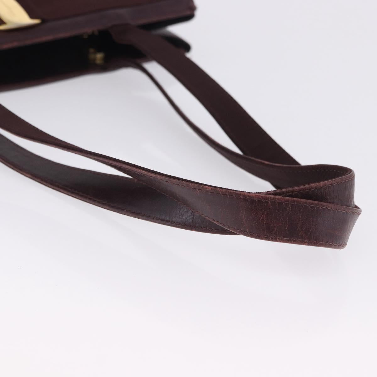 Salvatore Ferragamo Tote Bag Leather Wine Red Gold Auth bs37015
