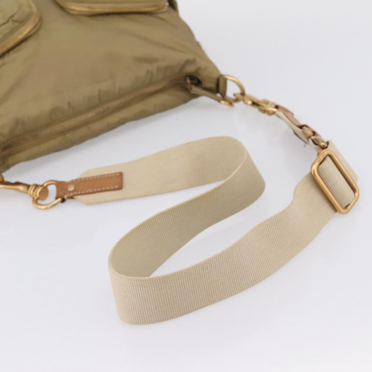 Miu Miu Shoulder Bag Nylon Beige Gold Auth bs37016