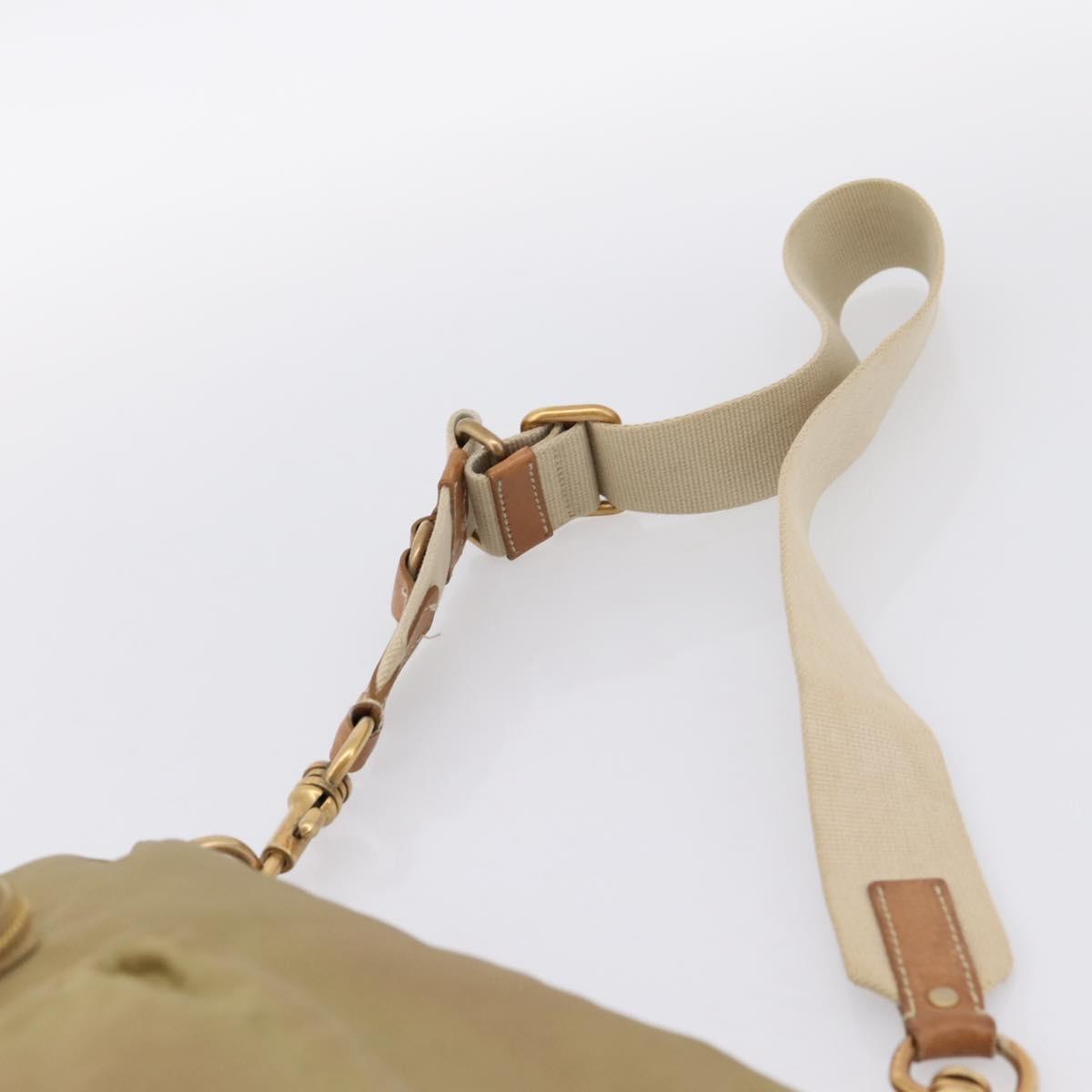 Miu Miu Shoulder Bag Nylon Beige Gold Auth bs37016