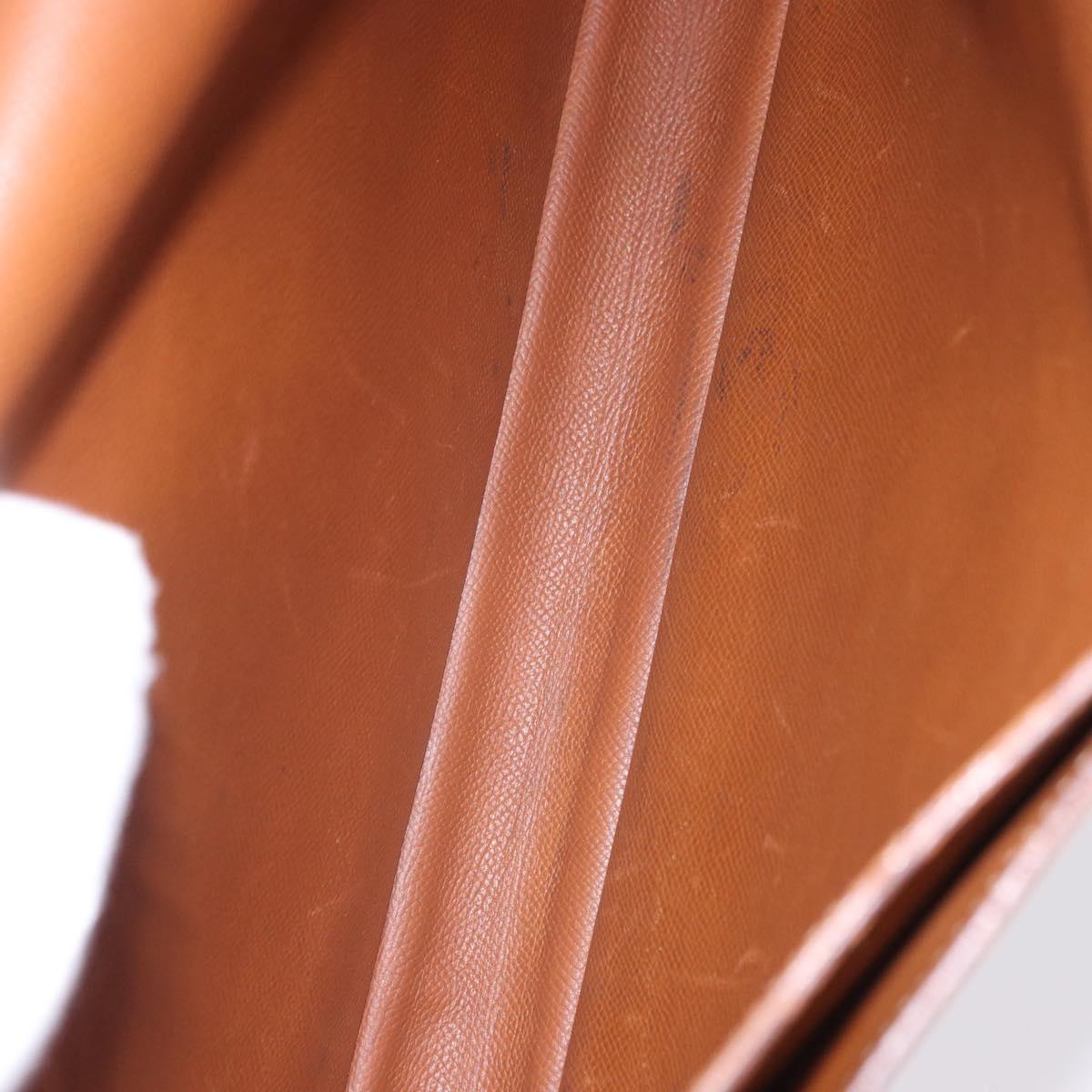 HERMES Danube 38 Business Bag Leather Brown Gold Auth bs37017