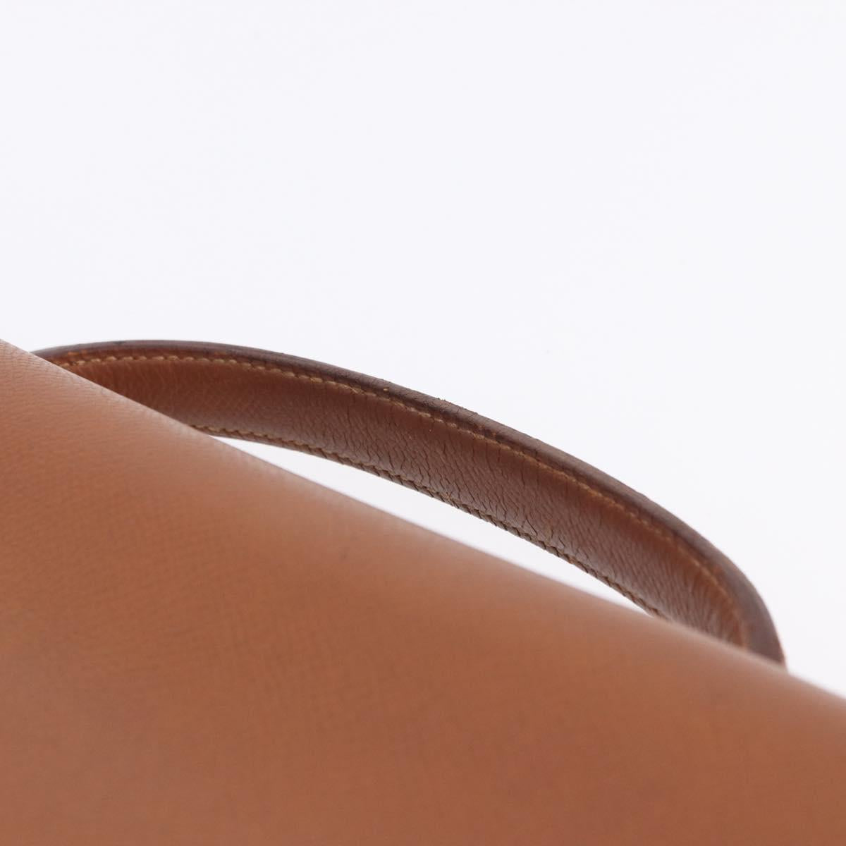 HERMES Danube 38 Business Bag Leather Brown Gold Auth bs37017