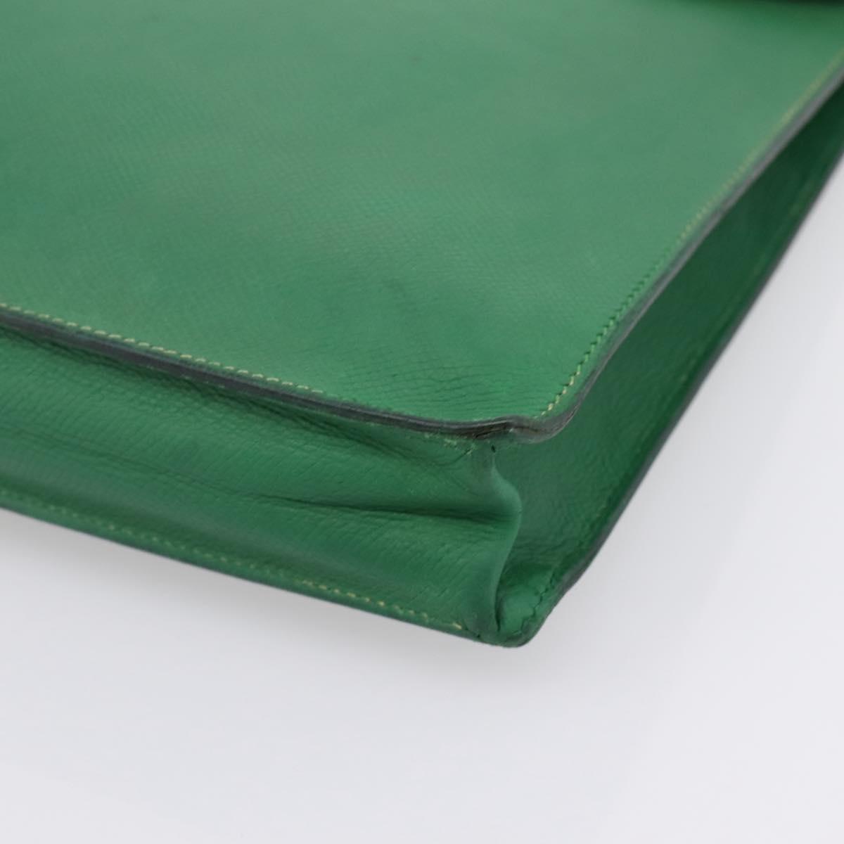 HERMES Kirius Business Bag Leather Green Gold Auth bs37018