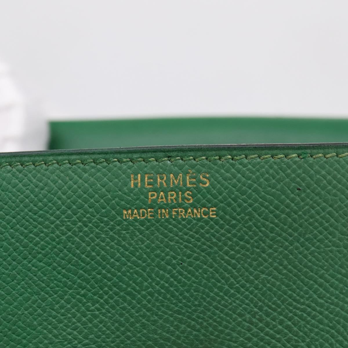 HERMES Kirius Business Bag Leather Green Gold Auth bs37018