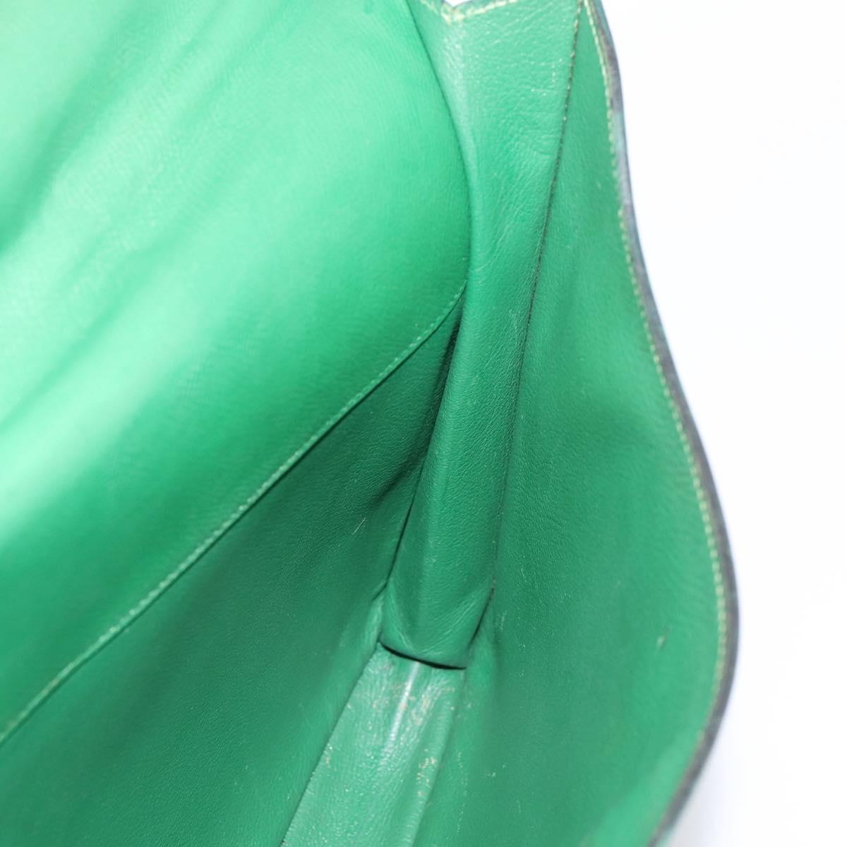 HERMES Kirius Business Bag Leather Green Gold Auth bs37018