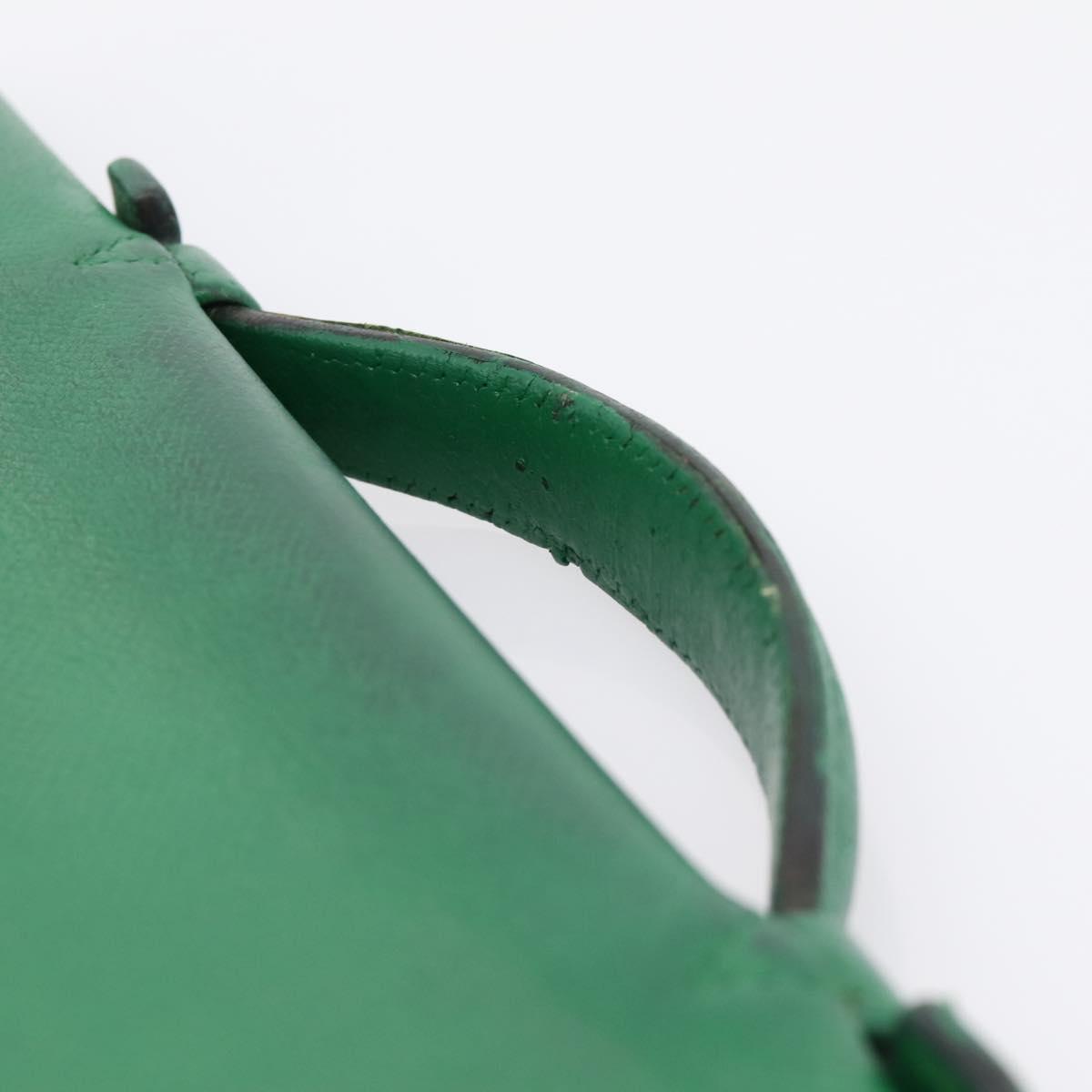 HERMES Kirius Business Bag Leather Green Gold Auth bs37018