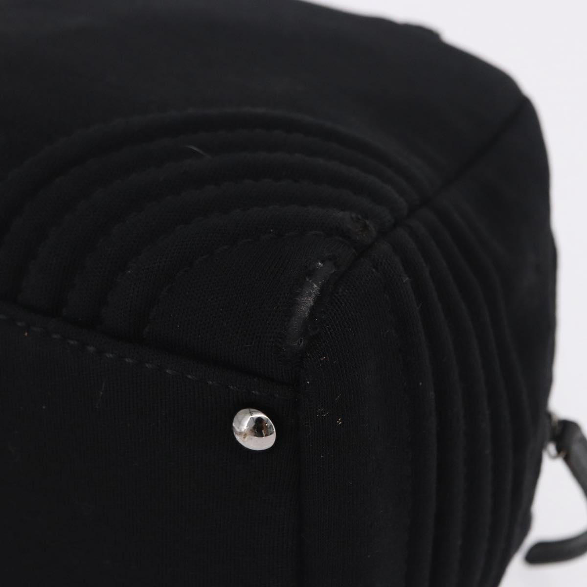 CHANEL Deca COCO Mark Chain Bag Cotton jersey Black Silver CC Auth bs37019