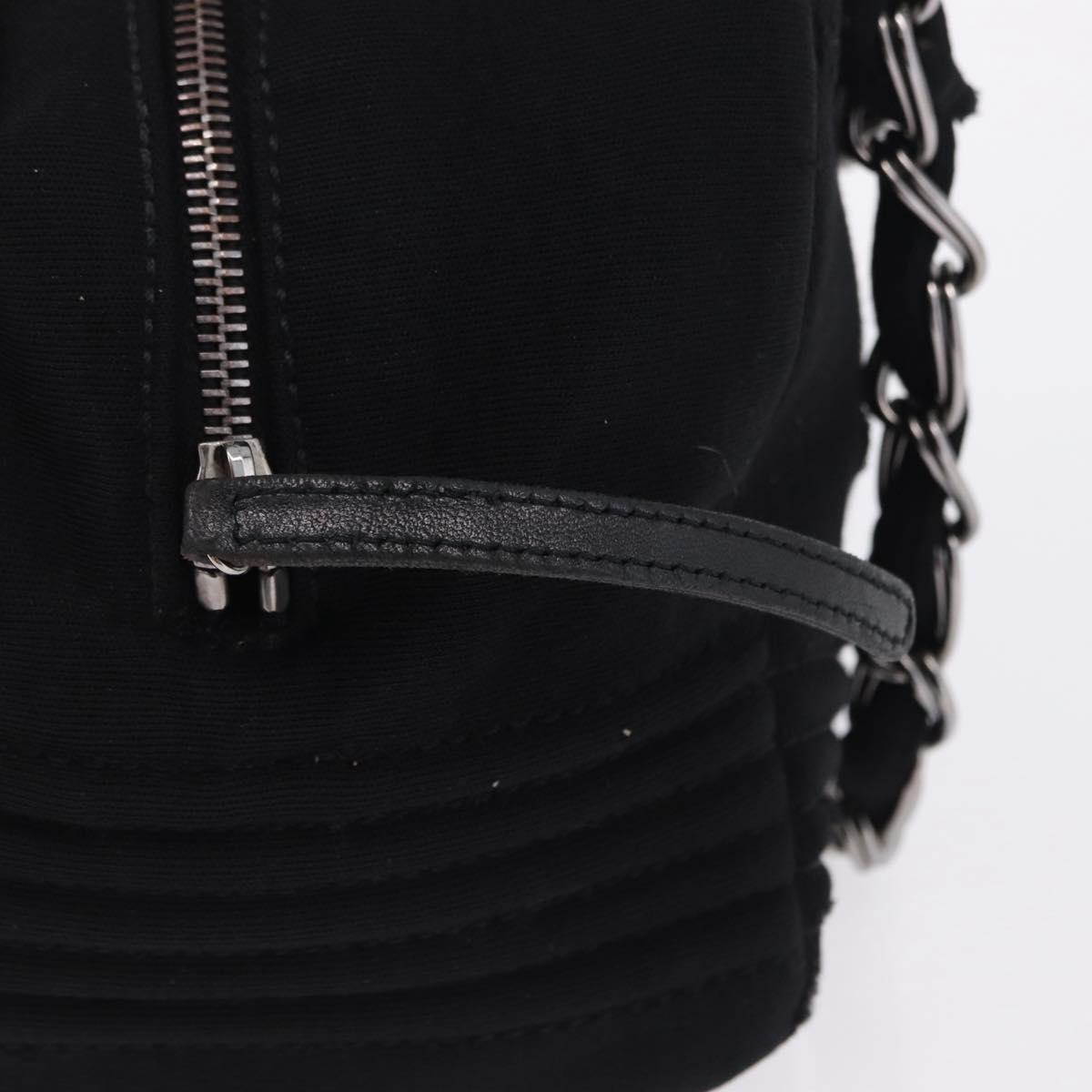 CHANEL Deca COCO Mark Chain Bag Cotton jersey Black Silver CC Auth bs37019