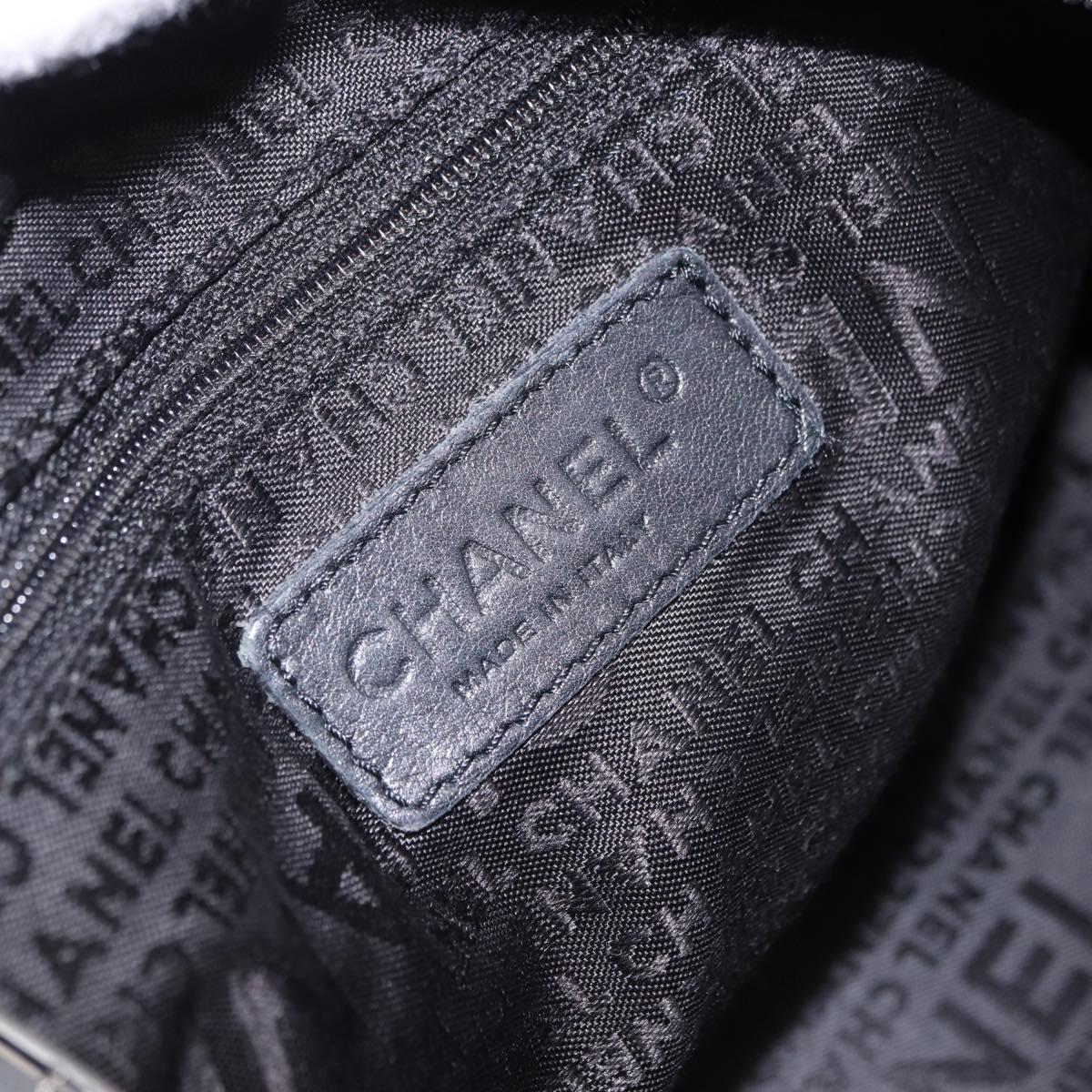 CHANEL Deca COCO Mark Chain Bag Cotton jersey Black Silver CC Auth bs37019