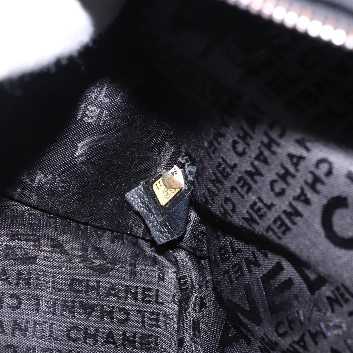 CHANEL Deca COCO Mark Chain Bag Cotton jersey Black Silver CC Auth bs37019