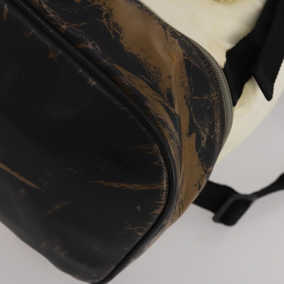 CHANEL Sports Line COCO Mark Backpack Nylon Leather Beige Silver CC Auth bs37020