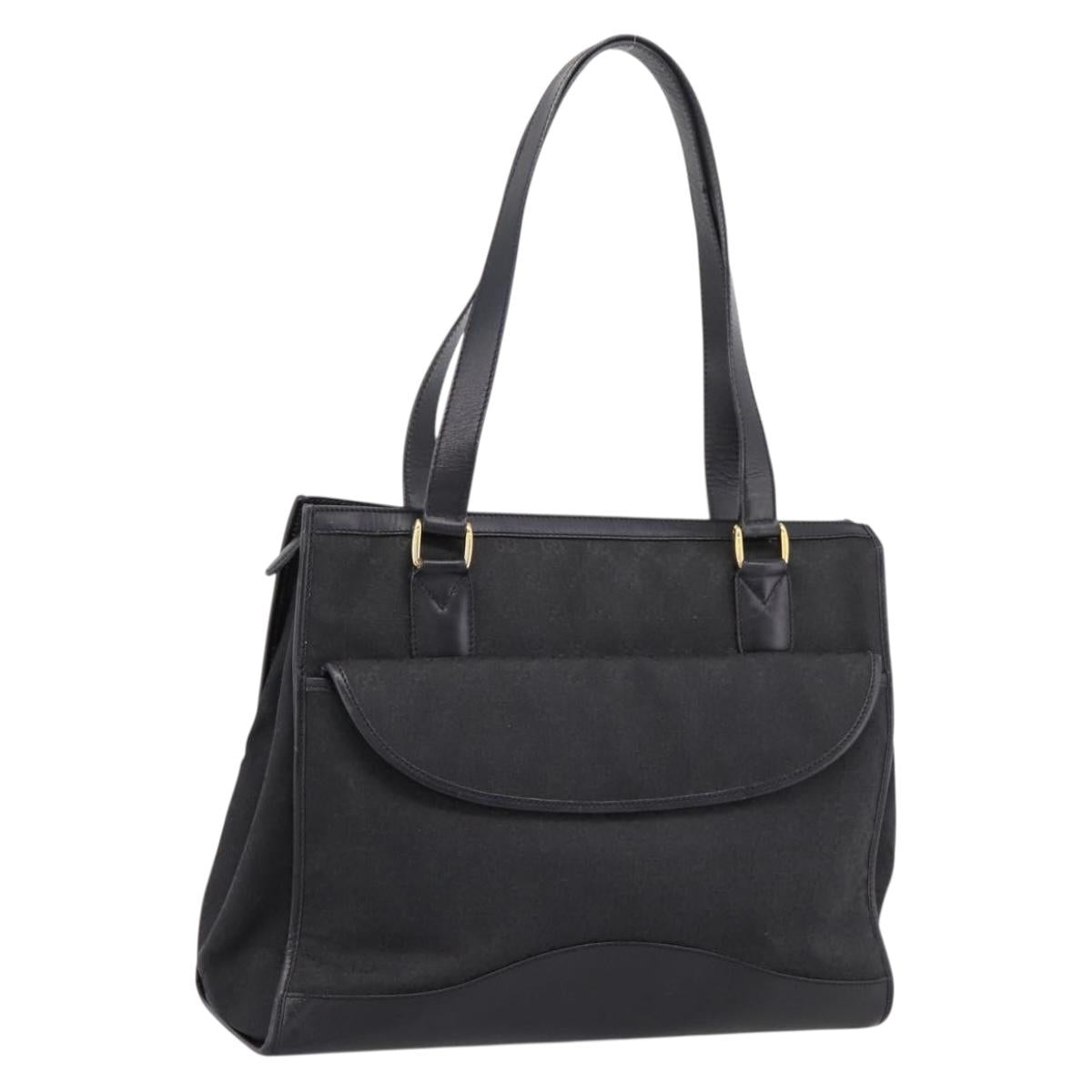 GUCCI GG Canvas Hand Bag Black Gold 002 2854 0305 Auth bs37022