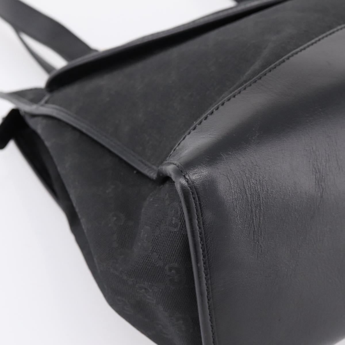 GUCCI GG Canvas Hand Bag Black Gold 002 2854 0305 Auth bs37022