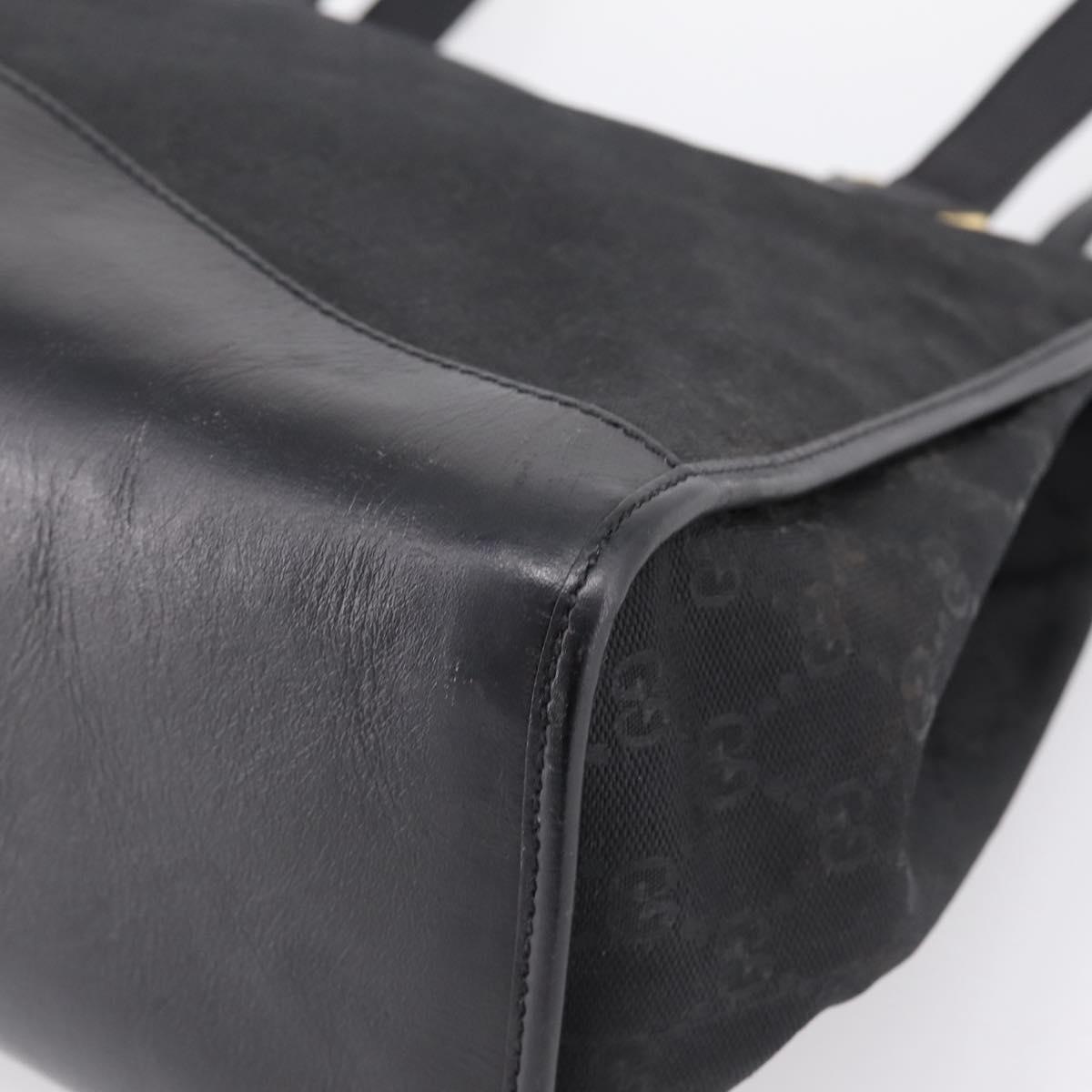 GUCCI GG Canvas Hand Bag Black Gold 002 2854 0305 Auth bs37022