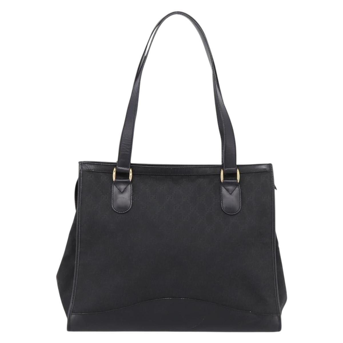 GUCCI GG Canvas Hand Bag Black Gold 002 2854 0305 Auth bs37022