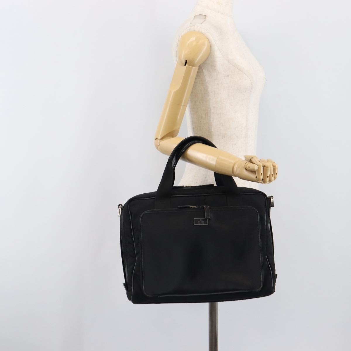 GUCCI Business Bag Canvas Black Silver 019 0327 Auth bs37023