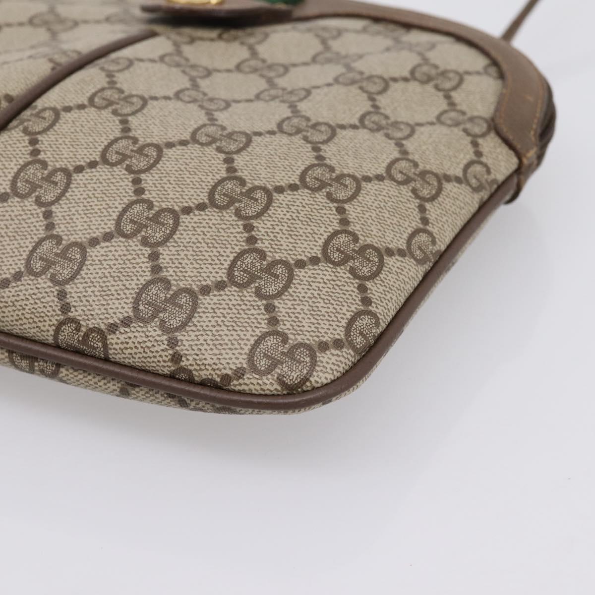 GUCCI GG Supreme Web Sherry Line Bag PVC Beige Gold 904 02 047 Auth bs37024