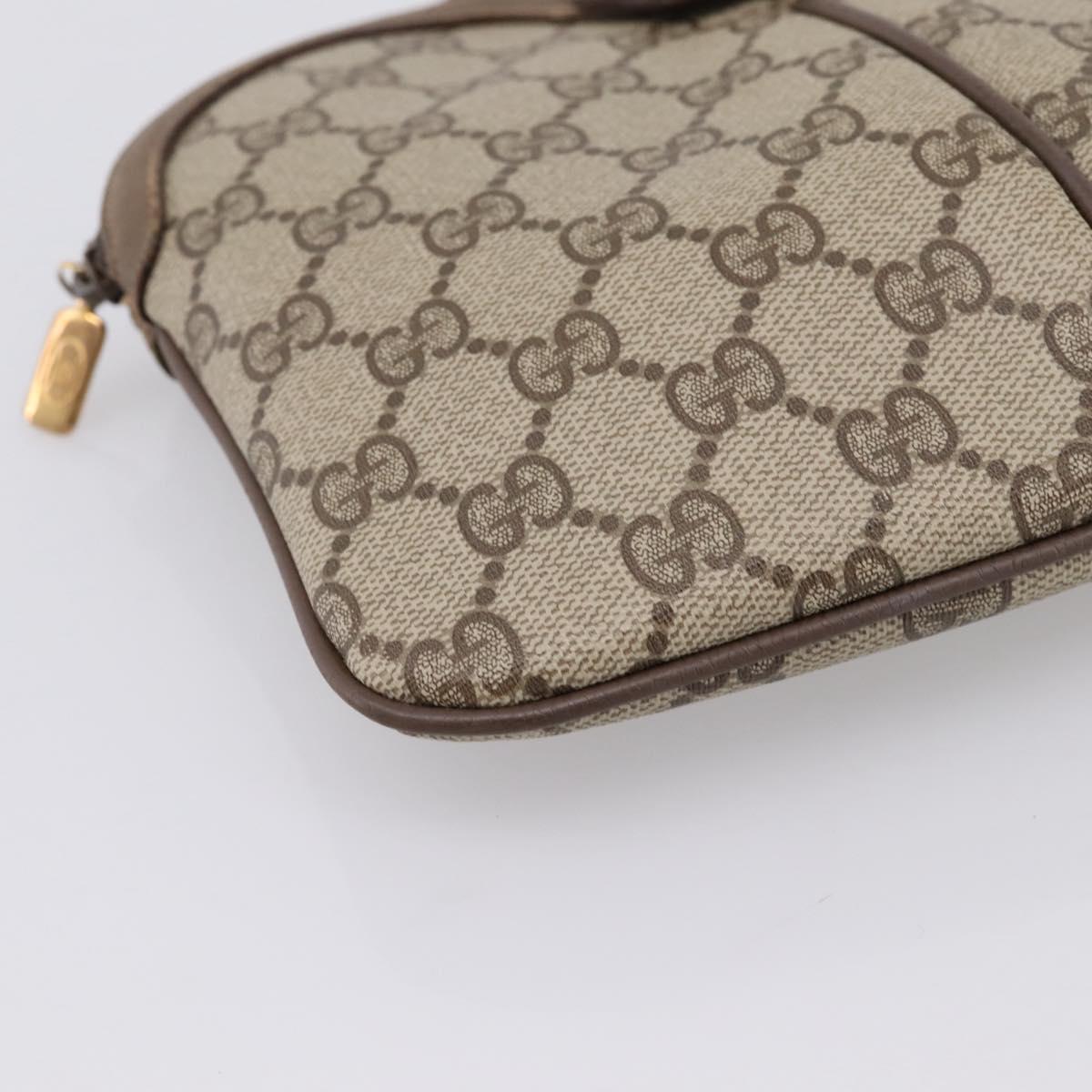 GUCCI GG Supreme Web Sherry Line Bag PVC Beige Gold 904 02 047 Auth bs37024