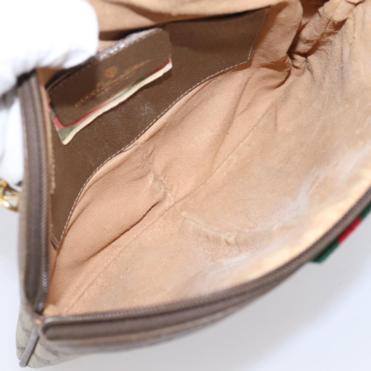 GUCCI GG Supreme Web Sherry Line Bag PVC Beige Gold 904 02 047 Auth bs37024