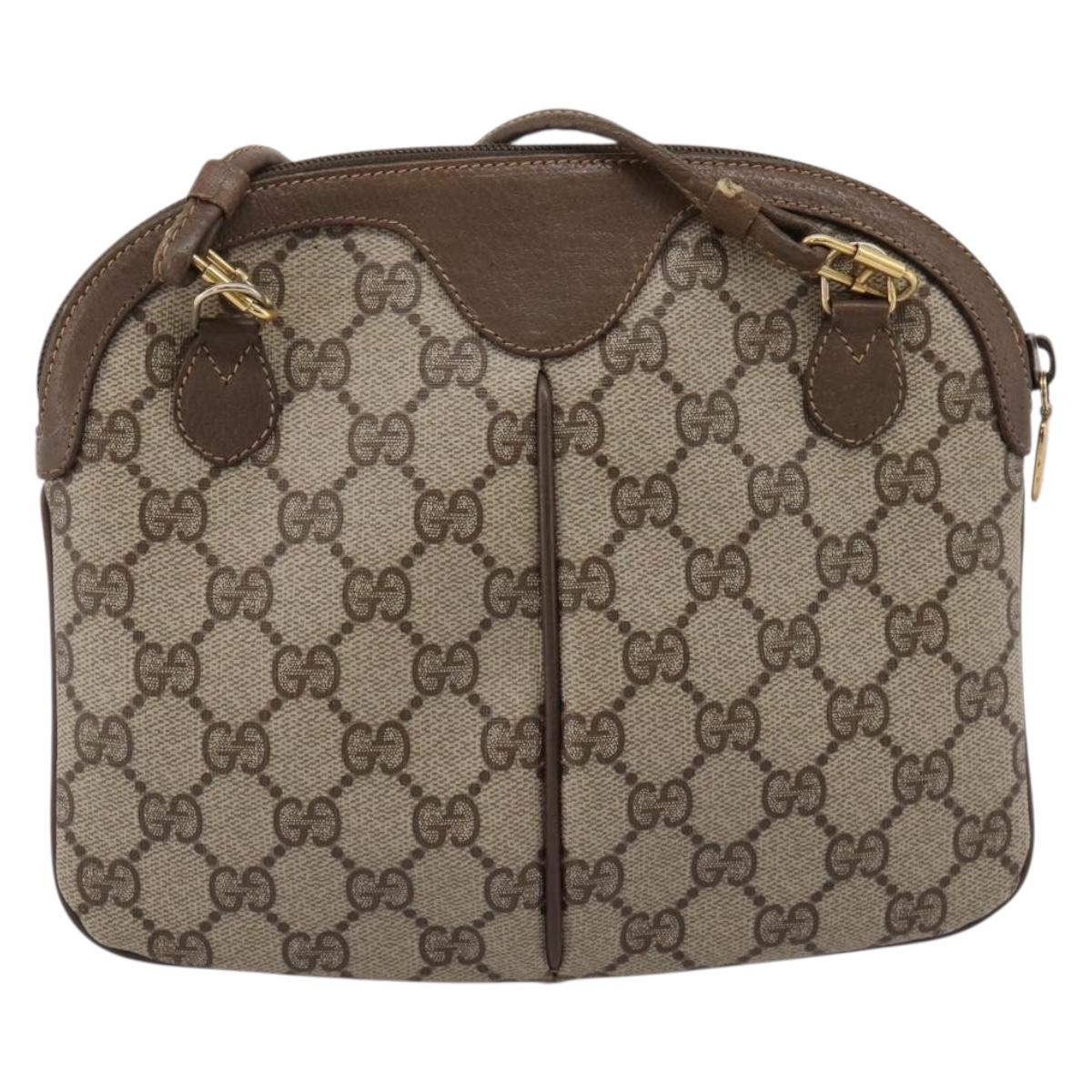 GUCCI GG Supreme Web Sherry Line Bag PVC Beige Gold 904 02 047 Auth bs37024