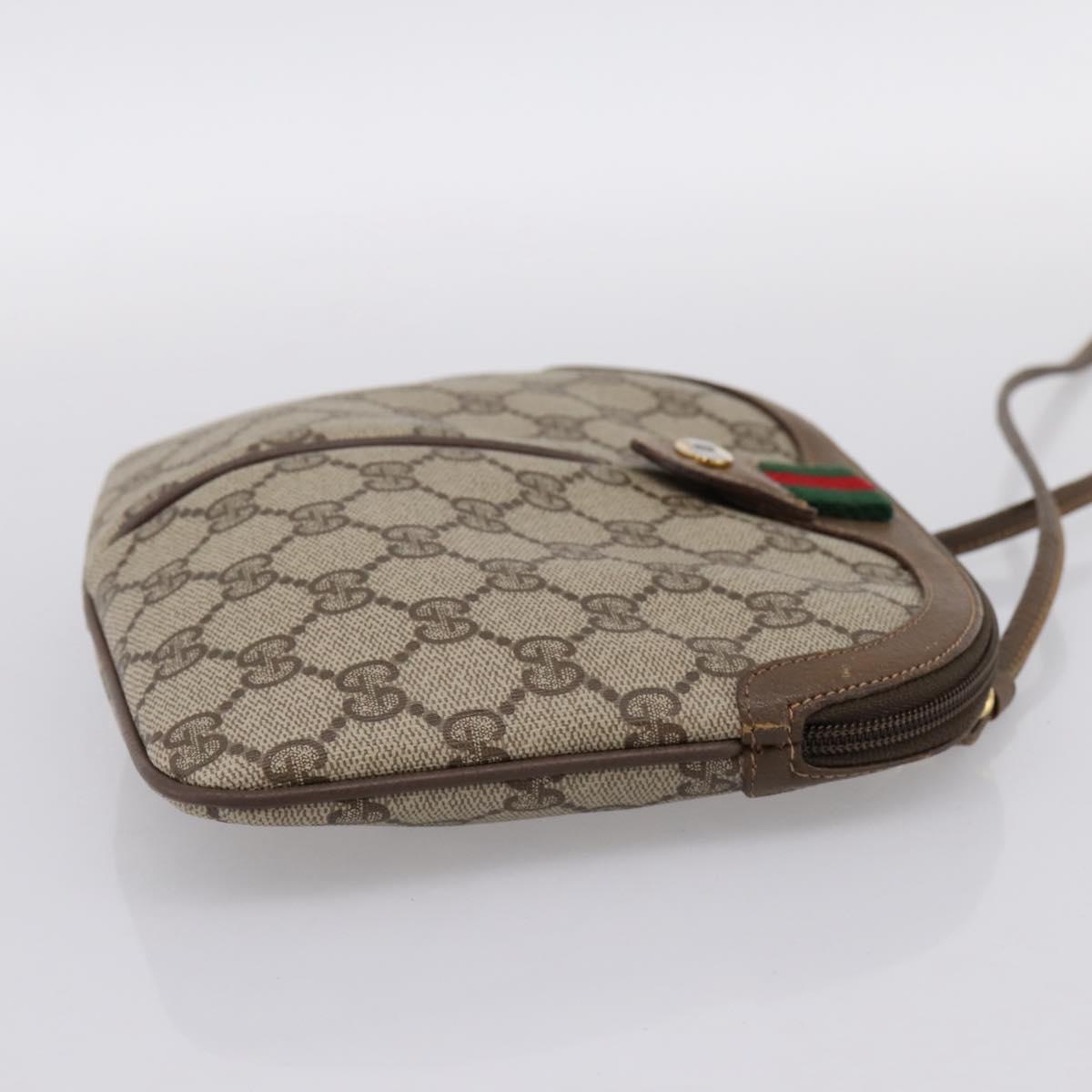 GUCCI GG Supreme Web Sherry Line Bag PVC Beige Gold 904 02 047 Auth bs37024