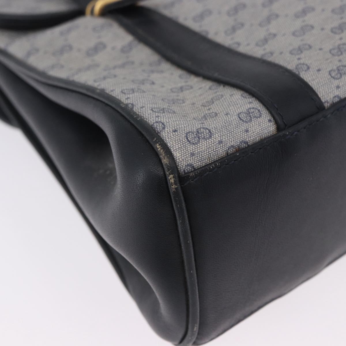 GUCCI Micro GG Supreme Hand Bag PVC Navy Gold 000 46 4857 Auth bs37025