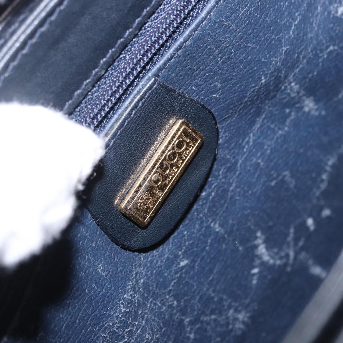 GUCCI Micro GG Supreme Hand Bag PVC Navy Gold 000 46 4857 Auth bs37025