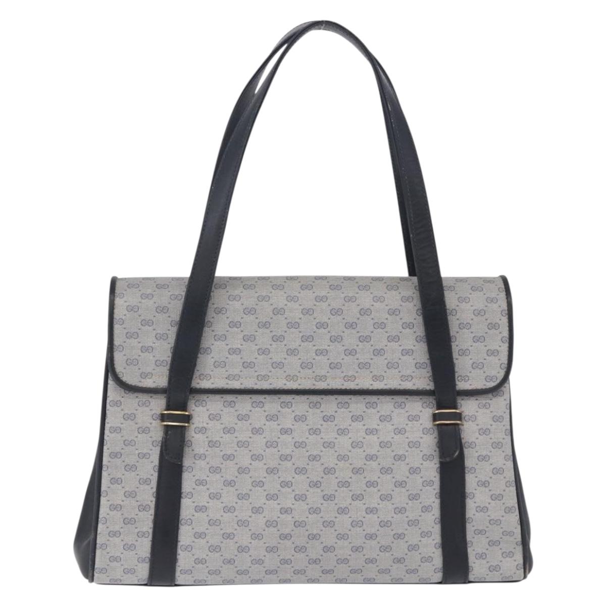 GUCCI Micro GG Supreme Hand Bag PVC Navy Gold 000 46 4857 Auth bs37025