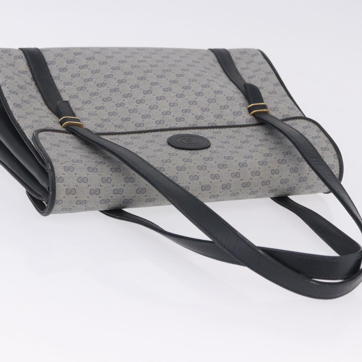 GUCCI Micro GG Supreme Hand Bag PVC Navy Gold 000 46 4857 Auth bs37025