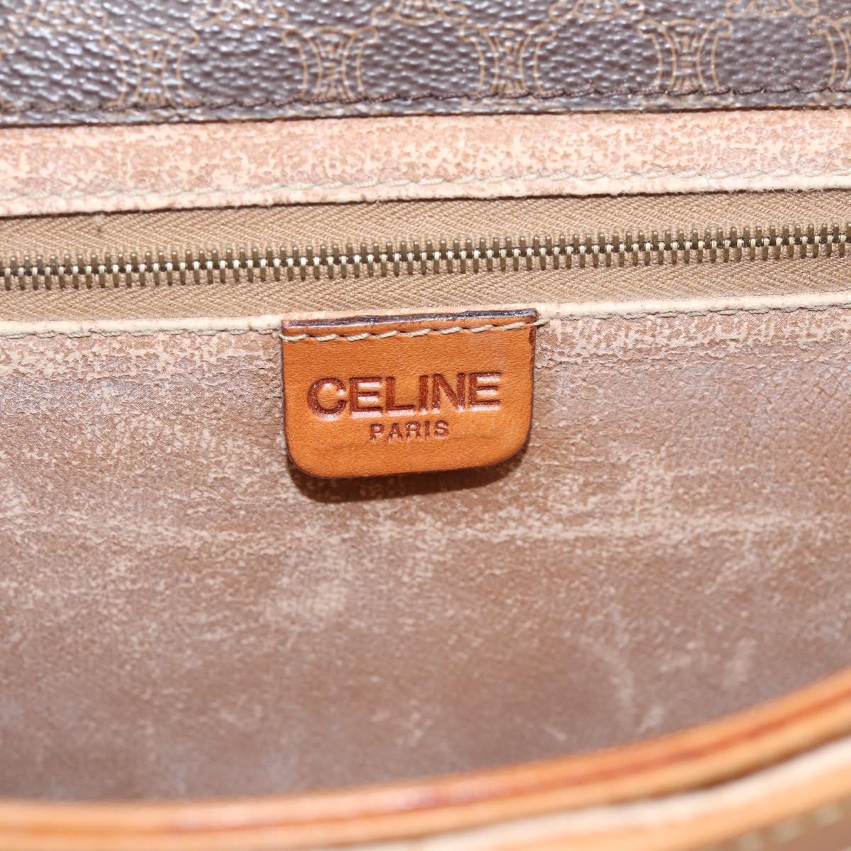 CELINE Macadam Canvas Shoulder Bag PVC Leather Brown Gold Auth bs37026