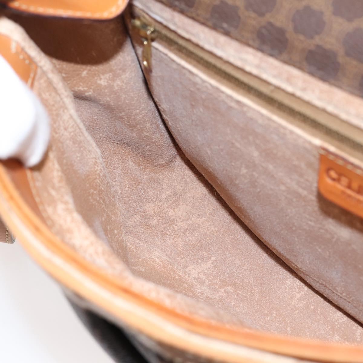 CELINE Macadam Canvas Shoulder Bag PVC Leather Brown Gold Auth bs37026