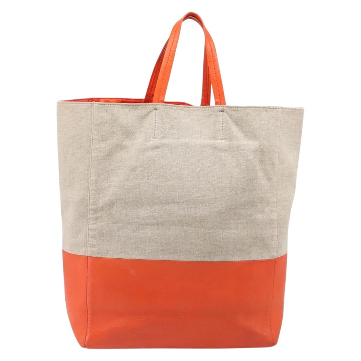 CELINE Horizontalkava Tote Bag Canvas Beige Gold Auth bs37027