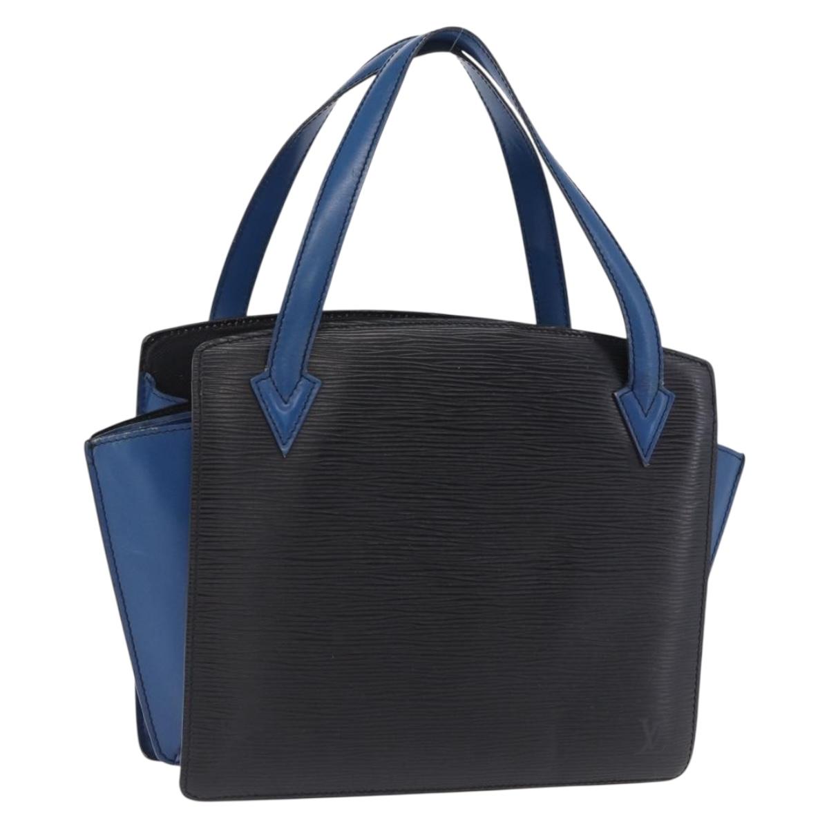 LOUIS VUITTON Epi Bicolor Varenne Hand Bag Black Blue M52385 LV Auth bs37031